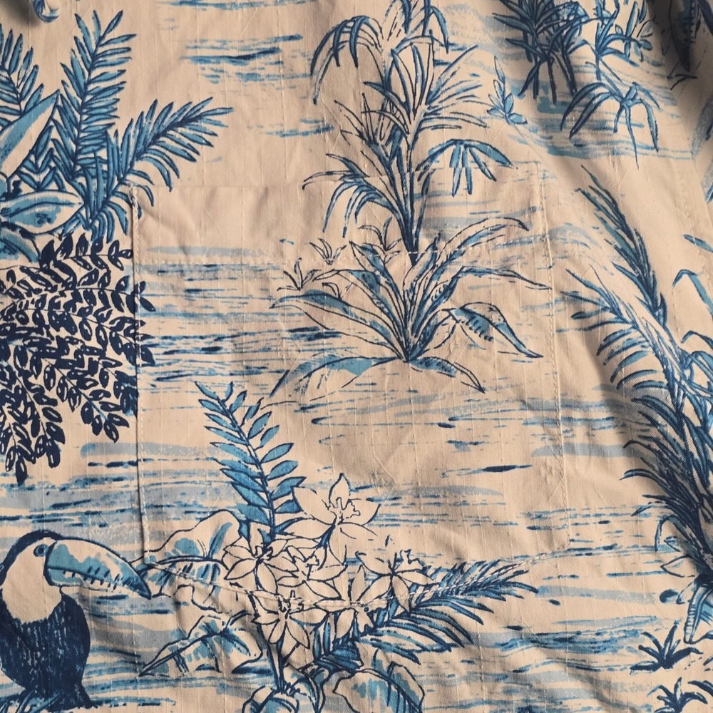 Tommy Bahama Mens 2XLB Blue White Silk Tropical Parrot Toucan Camp Shirt 2XL Big - Picture 10 of 15